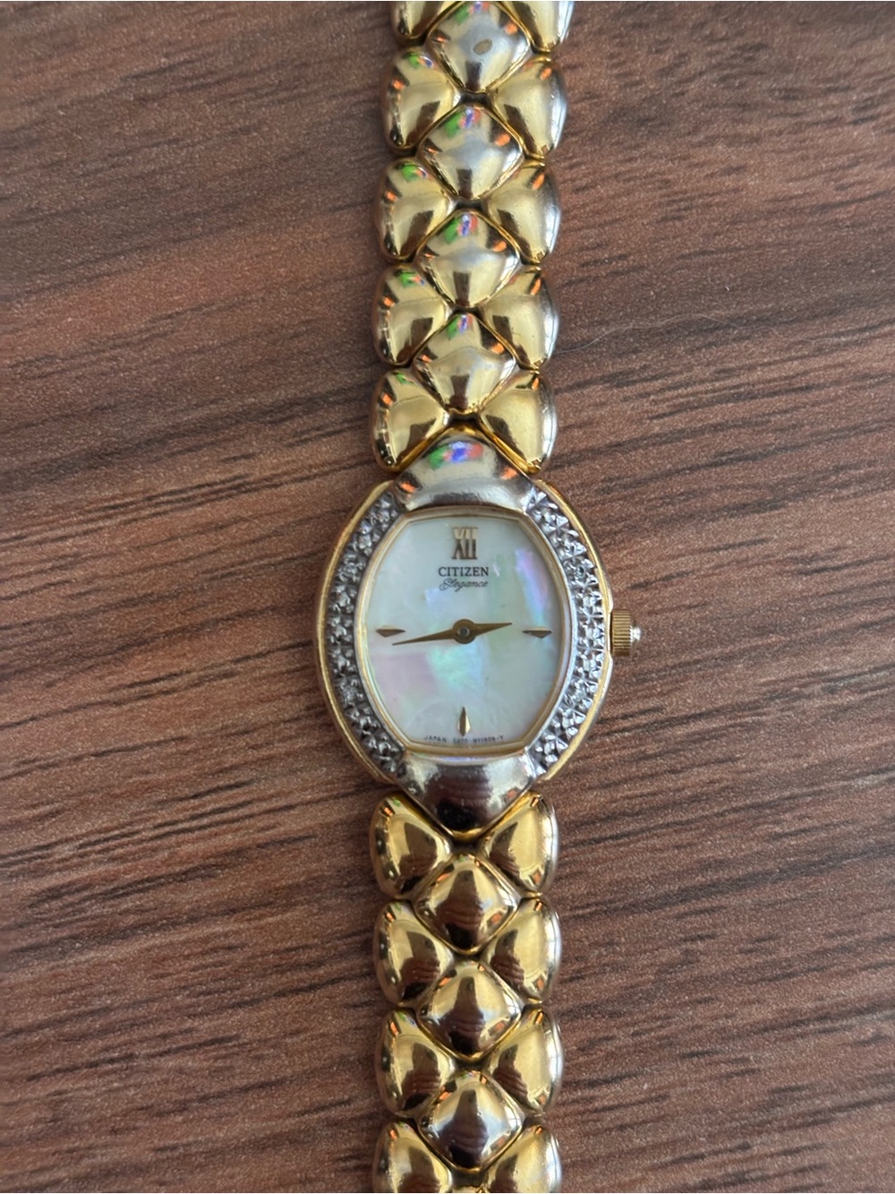 Citizen Gold-Tone Mother-of-Pearl Dial Crystal Accent Bracelet Watch